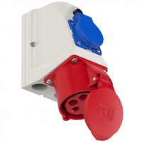 PCE - GNIAZDO STAŁE KOMBI 32A 5P 400V + 2P+Z 230V /Z OKABLOWANIEM/ IP44 - 9225-6f.