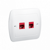 KONTAKT SIMON - Gniazdo komputerowe RJ45 podwójne, kategoria 5e. Montaż do puszki na wkręty; biały - AF52/11