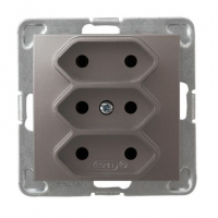 OSPEL - GNIAZDO POTRÓJNE BEZ UZIEMIENIA 3X2P EURO ZACISKI ŚRUBOWE 2.5A 250V IP20 TYTAN IMPRESJA - GP-3Y/m/23