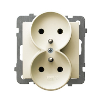 OSPEL - GNIAZDO PODWÓJNE Z UZIEMIENIEM 2X2P+Z ZACISKI ŚRUBOWE 16A 250V IP20 ECRU AS - GP-2GRZ/m/27