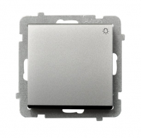 OSPEL - ŁĄCZNIK ZWIERNY ŚWIATŁO ZACISKI AUTOMATYCZNE 10AX 250V IP20 SREBRNY MAT SONATA - ŁP-5R/m/38