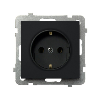 OSPEL - GNIAZDO POJEDYNCZE Z UZIEMIENIEM 2P+Z SCHUKO ZACISKI ŚRUBOWE 16A 250V IP20 CZARNY METALIK SONATA - GP-1RS/m/33