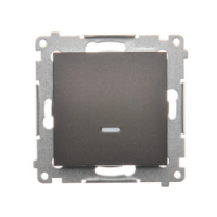 KONTAKT SIMON - Łącznik jednobiegunowy z podświetleniem LED (moduł) 10AX, 250V~, szybkozłącza; brąz mat - DW1L.01/46