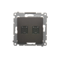 KONTAKT SIMON - Gniazdo komputerowe podwójne RJ45 kategoria 6, z przesłoną przeciwkurzową (moduł); brąz mat - D62.01/46