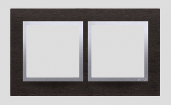 KONTAKT SIMON - Ramka 2-krotna Nature-Metal, INOX YIN, IP20/IP44* (*IP44-należy zastosować zestaw uszczelek DUN2) - DRN2/78