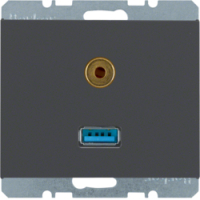 HAGER - GNIAZDO USB AUDIO 3,5MM ANTRACYT MAT K.1 - 3315397006