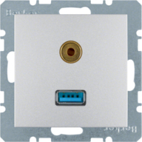 HAGER - GNIAZDO USB / 3.5 MM AUDIO ALU MAT B.1/B.7 - 3315391404