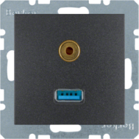 HAGER - GNIAZDO USB / 3.5 MM AUDIO ANTRACYT MAT B.KWADRAT/B.3/B.7 - 3315391606