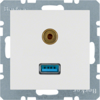 HAGER - GNIAZDO USB / 3.5 MM AUDIO BIAŁY MAT S.1/B.3/B.7  - 3315391909