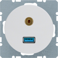 HAGER - GNIAZDO USB AUDIO 3,5MM BIAŁY POŁYSK R.1/R.3 - 3315392089