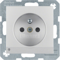 HAGER - GNIAZDO Z UZIEMIENIEM I PODŚWIETLENIEM ORIENTACYJNYM LED ALU MAT BERKER B.KWADRAT/B.7 - 6765101404