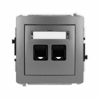 KARLIK - DECO; Mechanizm gniazda komputerowego podwójnego 2xRJ45, kat. 5e, 8-stykowy,  grafitowy - 11DGK-2