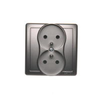 KONTAKT SIMON - Gniazdo wtyczkowe z uziemieniem podwójne, monoblok, 16A, 250V~, zaciski śrubowe; stal inox *Kompletne - nie do ramek - BMGZ2/21