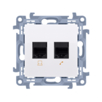 KONTAKT SIMON - Gniazdo komputerowe podwójne RJ45 kategoria 6 ekranowane (moduł); biały - C62E.01/11