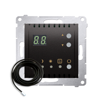 KONTAKT SIMON - Regulator temperatury z wyświetlaczem z czujnikiem zewnętrznym (moduł) 16(2) A, 230V~; antracyt *W komplecie czujnik zewnętrzny (sonda) - DTRNSZ.01/48