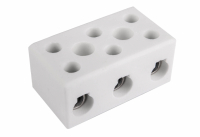 SIMET - Złączka gwintowa porcelanowa z otw. montażowymi,16 mm2, 3 tory - (kolor biały) - 80733516