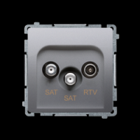 KONTAKT SIMON - Gniazdo antenowe satelitarne podwójne końcowe SAT-SAT-RTV, (moduł). 2xwejście: SAT: 5–2400 MHz, RTV: 5–862 MHz; srebrny mat - BMZAR+SAT3.1-P2.01/43