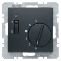 HAGER - REGULATOR TEMPERATURY POMIESZCZENIA 24V Z ZESTYKIEM ZWIERNYM ELEMENTEM CENTRALNYM I ŁĄCZNIKIEM ANTRACYT B.KWADRAT/B.3/B.7 - 20311606