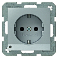HAGER - GNIAZDO SCHUKO Z UZIEMIENIEM Z PODŚWIETLENIEM ORIENTACYJNYM LED ALU MAT B.KWADRAT/B.7 - 41091404