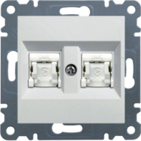 HAGER - GNIAZDO KOMPUTEROWE PODWÓJNE 2X RJ45 KAT. 6 UTP BIAŁY LUMINA - WL2160