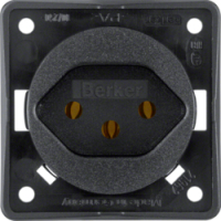 HAGER - GNIAZDO Z UZIEMIENIEM "SZWAJCARIA" TYP 13 MECHANIZM CZARNY MAT INTEGRO FLOW  - 9624905