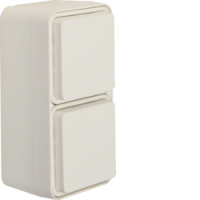 HAGER - GNIAZDO SCHUKO 2P+Z KOMPLETNE PODWÓJNE PIONOWE IP55 BIAŁY W.1  - 47703522
