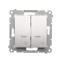 KONTAKT SIMON - Łącznik krzyżowy podwójny z podświetleniem (moduł) 10AX, 250V~, szybkozłącza; srebrny mat - DW7/2L.01/43