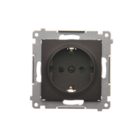 KONTAKT SIMON - Gniazdo Schuko z przesłonami (moduł) 16A, 250V~, zaciski śrubowe; brąz mat - DGSz1Z.01/46