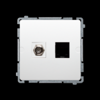 KONTAKT SIMON - Gniazdo antenowe typu "F" + RJ45 kat.6 (moduł); biały - BMAFRJ45.01/11