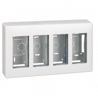 KONTAKT SIMON - Obudowa natynkowa S500 4-modułowa, 8x K45; kompletna; czysta biel - 51000004-030