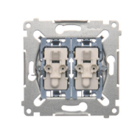 KONTAKT SIMON - Łącznik schodowy podwójny z podświetleniem (mechanizm) 10AX, 250V~, szybkozłącza *Posiada 2 niezależne układy podświetlenia - SW6/2XLM