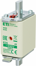 ETI - WKŁADKA TOPIKOWA NH - SILNIKOWA / KOMBI NH00 AM 63A/690V - 004182412
