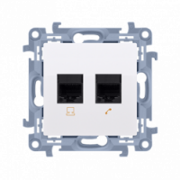 KONTAKT SIMON - Gniazdo RJ45 kat. 6 + gniazdo telefoniczne RJ11 (moduł); biały - C6T.01/11