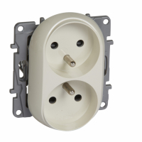 LEGRAND - GNIAZDO PODWÓJNE Z UZIEMIENIEM 2X2P+Z DO RAMEK WIELOKROTNYCH Z PRZESŁONAMI ZACISKI ŚRUBOWE 16A 250V IP20 KREMOWY NILOE - 764642