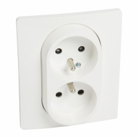 LEGRAND - GNIAZDO PODWÓJNE Z UZIEMIENIEM 2X2P+Z Z PRZESŁONAMI ZACISKI ŚRUBOWE KOMPLETNE 16A 250V IP20BIAŁY NILOE - 764541