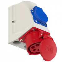 PCE - GNIAZDO STAŁE KOMBI 16A 5P 400V + 2P+Z 230V /Z OKABLOWANIEM/ IP44 - 9215-6f.