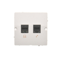 KONTAKT SIMON - Gniazdo komputerowe RJ45 kat.5e + telefoniczne RJ12 (moduł). Montaż gniazda na wkręty do puszki; biały - BM5T.02/11