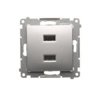 KONTAKT SIMON - ŁADOWARKA 2XUSB 2.1 A 5V DC 230V SREBRNY MAT SIMON 54 - DC2USB.01/43