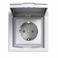 SCHNEIDER ELECTRIC - GNIAZDO POJEDYNCZE SCHUKO IP44 Z RAMKĄ BIAŁE ASFORA. - EPH3100321