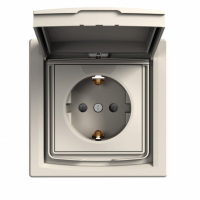 SCHNEIDER ELECTRIC - GNIAZDO POJEDYNCZE SCHUKO IP44 Z RAMKĄ KREMOWE ASFORA. - EPH3100323