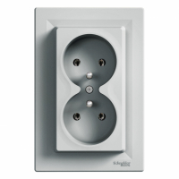 SCHNEIDER ELECTRIC - GNIAZDO PODWÓJNE Z UZIEMIENIEM 2X2P+Z ZACISKI ŚRUBOWE KOMPLETNE 16A 250V IP20 ALUMINIUM ASFORA - EPH9800261