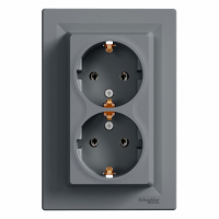 SCHNEIDER ELECTRIC - GNIAZDO PODWÓJNE SCHUKO STAL ASFORA. - EPH9900162