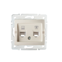 KANLUX - GNIAZDO KOMPUTEROWO-TELEFONICZNE, (RJ45 KAT. 6+RJ11) KREMOWY LOGI. - 25172