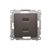 KONTAKT SIMON - Ładowarka 2 x USB (moduł), 2.1 A, 5V DC, 230V; brąz mat - DC2USB.01/46