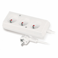 PLASTROL - PRZEDŁUŻACZ STAŁY Z GNIAZDEM WTYCZKOWYM POTRÓJNYM Z UZIEMIENIEM 10A BIAŁY - PS-370/3,0 BIAŁY