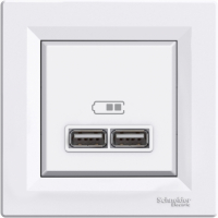 SCHNEIDER ELECTRIC - ŁADOWARKA USB 2.1A Z RAMKĄ BIAŁY ASFORA - EPH2700221