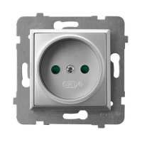OSPEL - GNIAZDO POJEDYNCZE BEZ UZIEMIENIA 2P Z PRZESŁONAMI ZACISKI ŚRUBOWE 16A 250V IP20 SREBRNY ARIA - GP-1UP/m/18