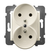 OSPEL - GNIAZDO PODWÓJNE Z UZIEMIENIEM 2X2P+Z ZACISKI ŚRUBOWE 16A 250V IP20 ECRU ARIA - GP-2URZ/m/27