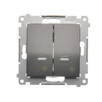 KONTAKT SIMON - Łącznik krzyżowy podwójny z podświetleniem (moduł) 10AX, 250V~, szybkozłącza; antracyt - DW7/2L.01/48