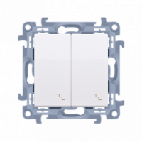 KONTAKT SIMON - Łącznik schodowy podwójny z podświetleniem LED (moduł) 10AX, 250V~, zaciski śrubowe; biały - CW6/2L.01/11